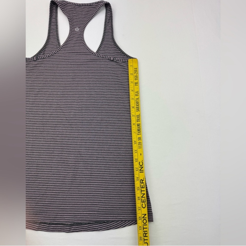Lululemon Pink Grey Cool Striped Racerback Full Length Tank Top Cotton Blend - Picture 9 of 10